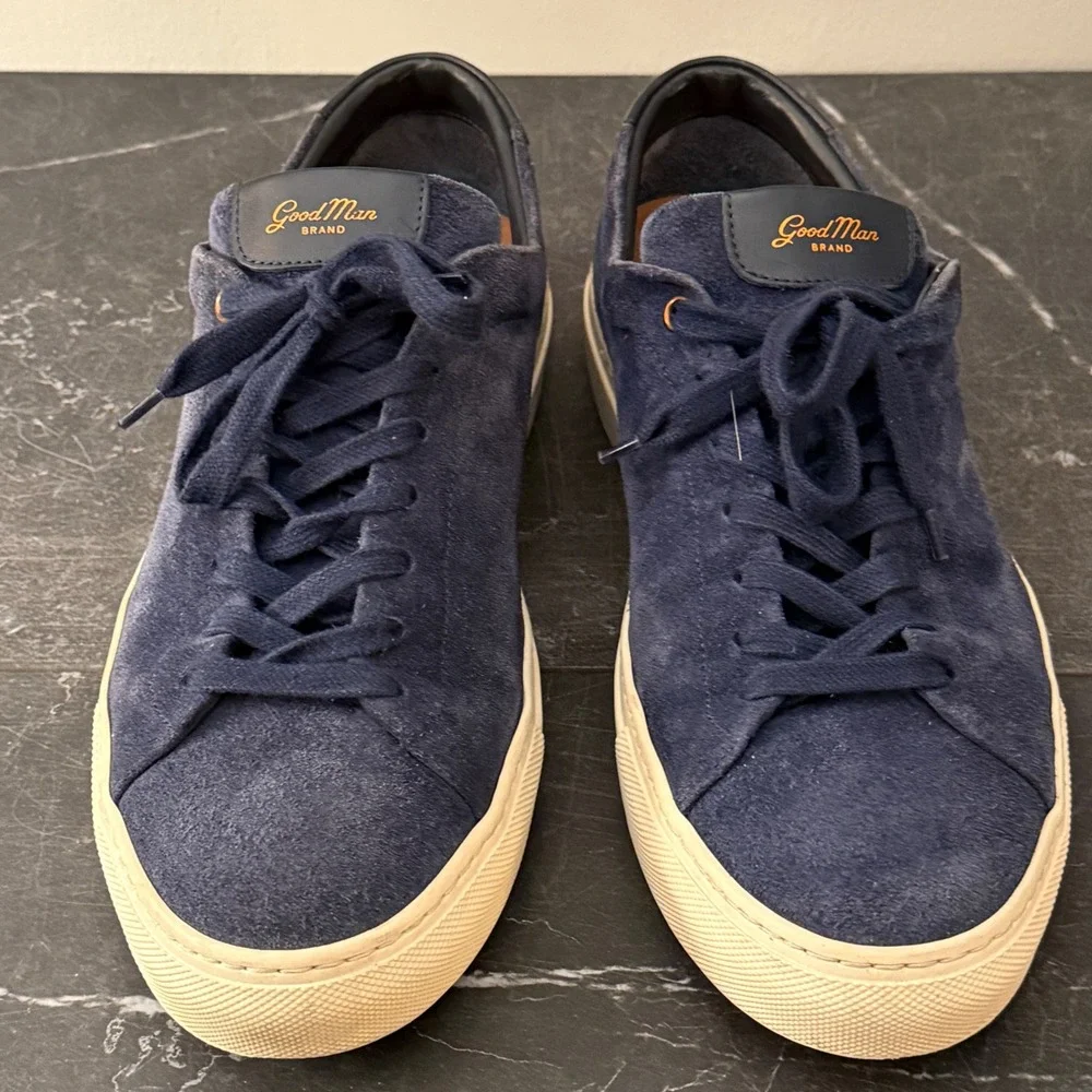Mens Good Man Brand Edge Sneakers‎ 9 Navy Blue Suede Low Top Made in Italy
